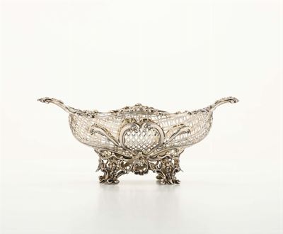 Cestino in Argento Traforato, Inghilterra, F.b.t., 1886