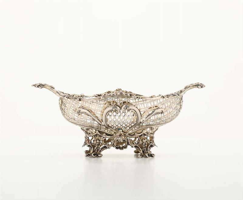 Cestino in argento traforato, Inghilterra, F.B.T., 1886  - Asta Antiquariato - II - Cambi Casa d'Aste