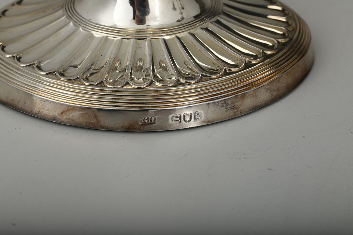 Quattro Candelieri a Lira in Argento, Italia, Argentiere Gh, Seconda Metà XIX Secolo