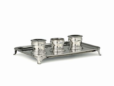 Calamaio in Argento Sterling Fuso e Sbalzato,londra 1897, Argentiere J.p, in Custodia in Velluto ...