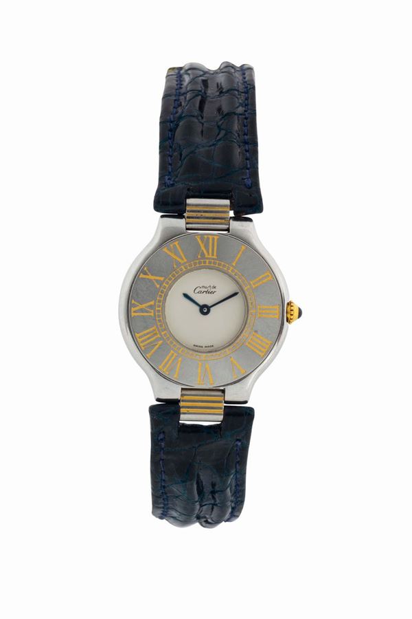 CARTIER,  MUST 21. Fine, stainless steel,  water-resistant, quartz wristwatch with an original  deployant clasp. Made in the 2000's