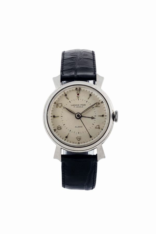LANCO-FON, ALARM, orologio da polso, in acciaio con svegliarino. Realizzato nel 1960 circa
