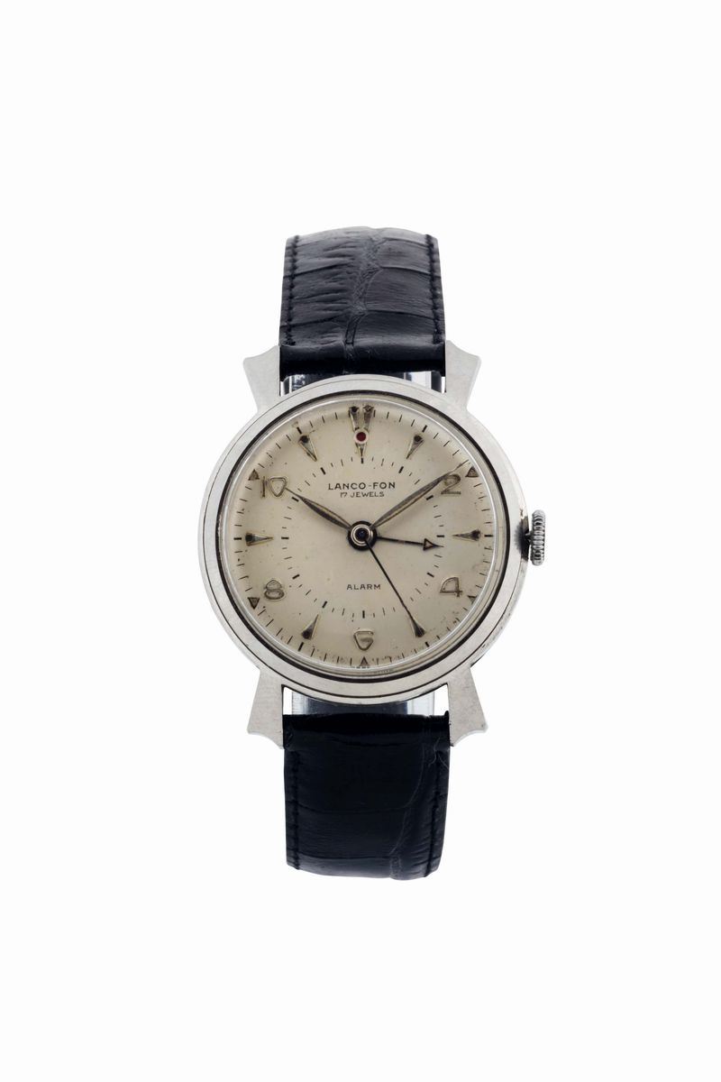 LANCO-FON, ALARM, orologio da polso, in acciaio con svegliarino. Realizzato nel 1960 circa  - Asta Orologi da Polso e da Tasca - Cambi Casa d'Aste