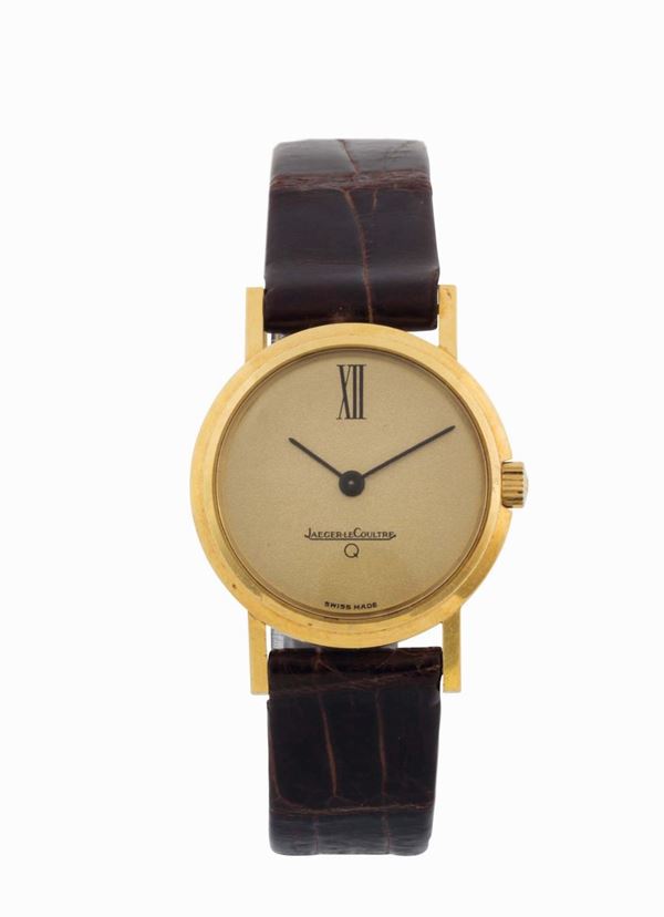 JAEGER LECOULTRE, 18K yellow gold quartz lady's wristwatch with  gold plated original buckle. Made circa 1970