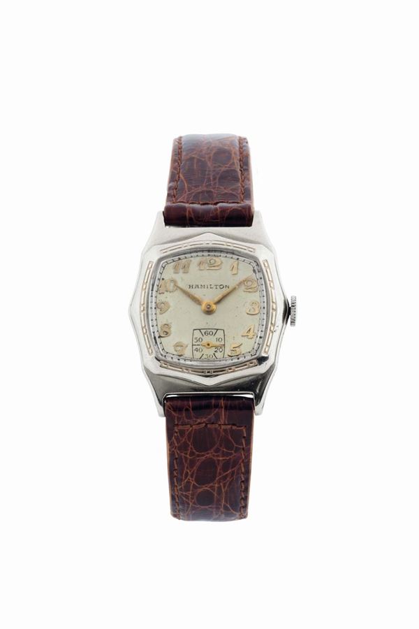 HAMILTON, case No. 616876,  14K white gold wristwatch. Made circa 1930