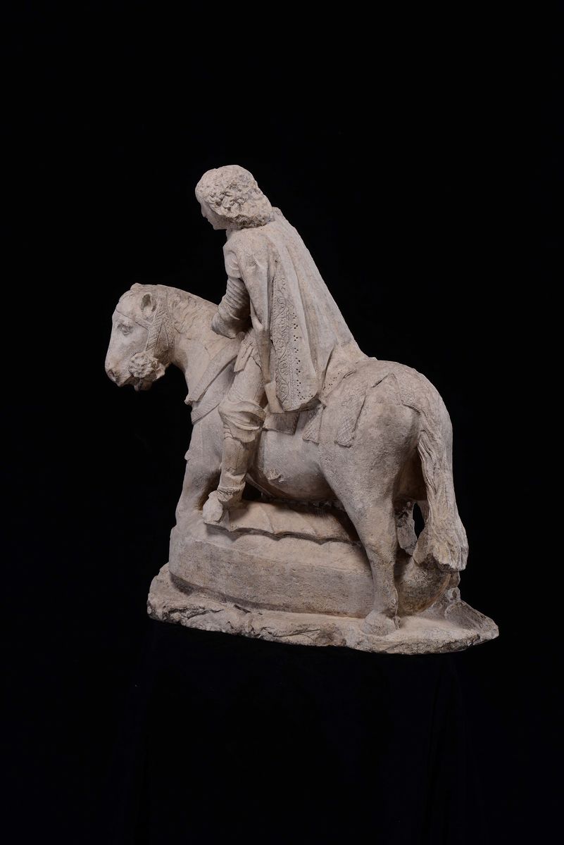 Scultura in Pietra Calcarea Rappresentante San Giorgio, Francia, XVI Secolo