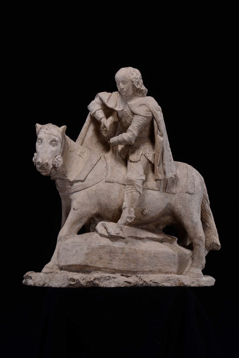 Scultura in Pietra Calcarea Rappresentante San Giorgio, Francia, XVI Secolo