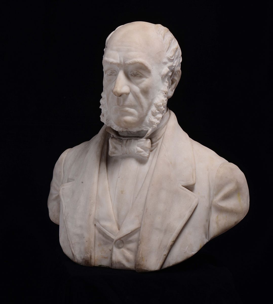 Busto Virile in Marmo Bianco. Scultore Italiano del XIX Secolo