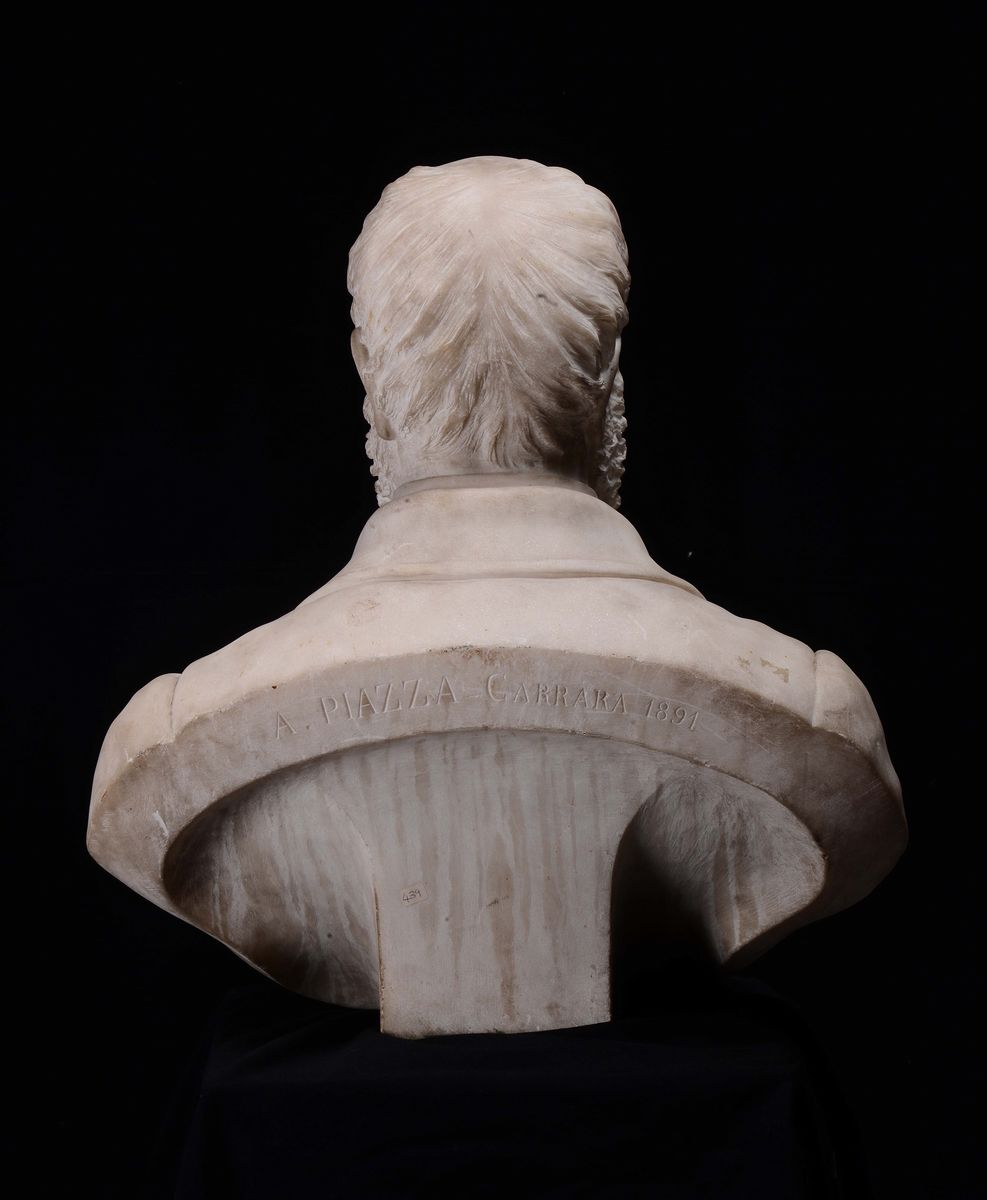 Busto Virile in Marmo Bianco. Scultore Italiano del XIX Secolo
