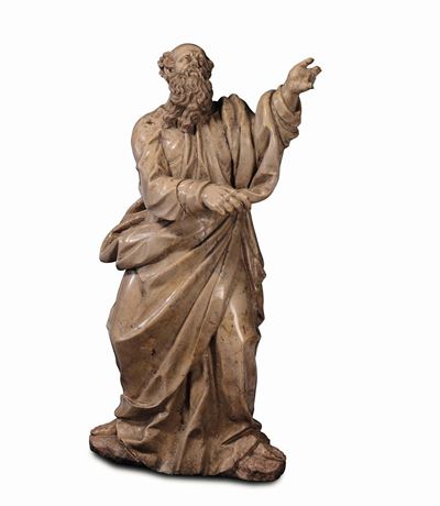 Figura di Santo (s.giovanni di Arimatea?) in Marmo Botticino. Scultore Bresciano del XVI-XVII Sec...