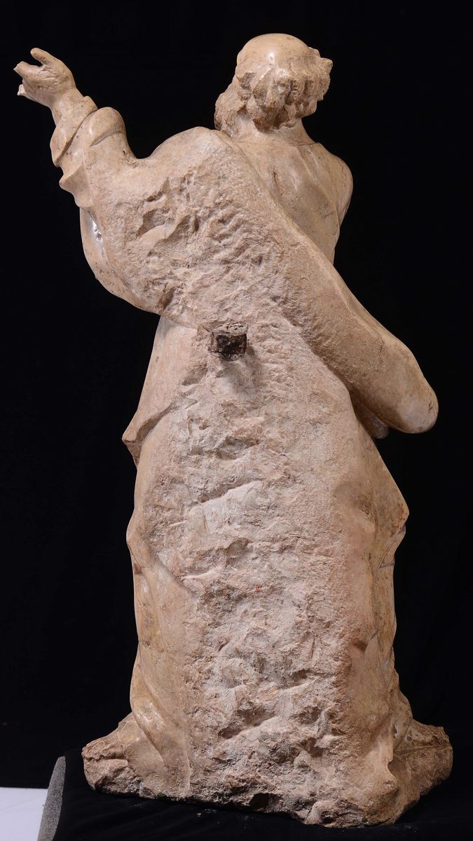 Figura di Santo (s.giovanni di Arimatea?) in Marmo Botticino. Scultore Bresciano del XVI-XVII Sec...