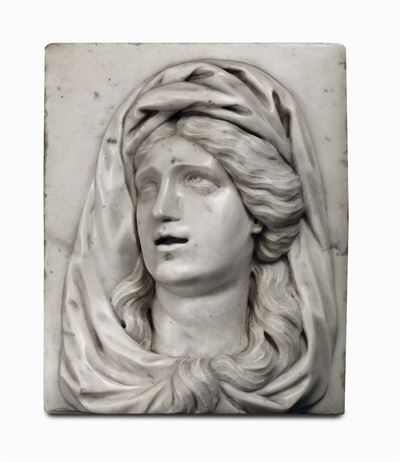 Testa Femminile (maria Vergine?) in Marmo di Carrara. Alvise Tagliapietra (venezia 1670 - 1747)