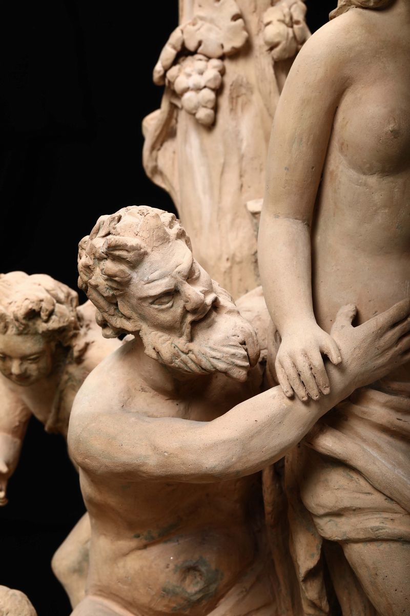 Due Gruppi con Ninfe e Satiri in Terracotta. Manifattura Napoletana della Metà del XIX Secolo