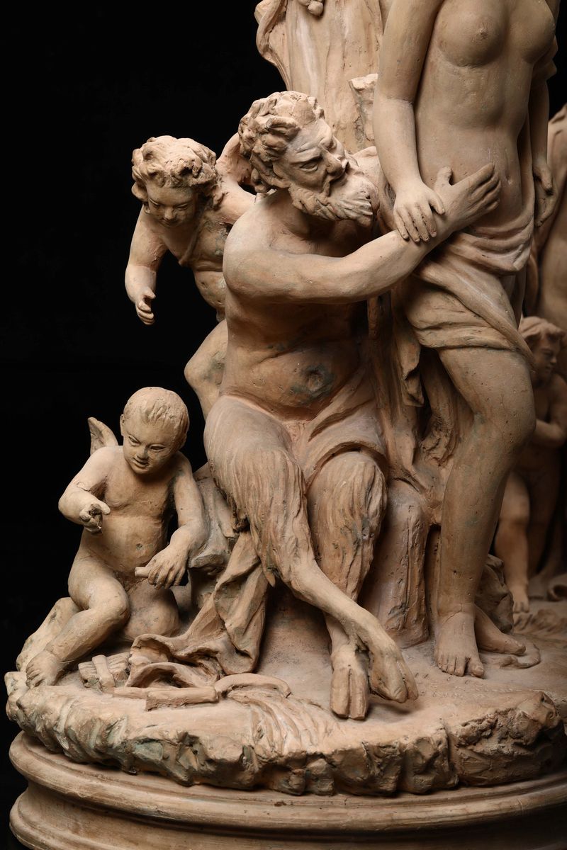Due Gruppi con Ninfe e Satiri in Terracotta. Manifattura Napoletana della Metà del XIX Secolo