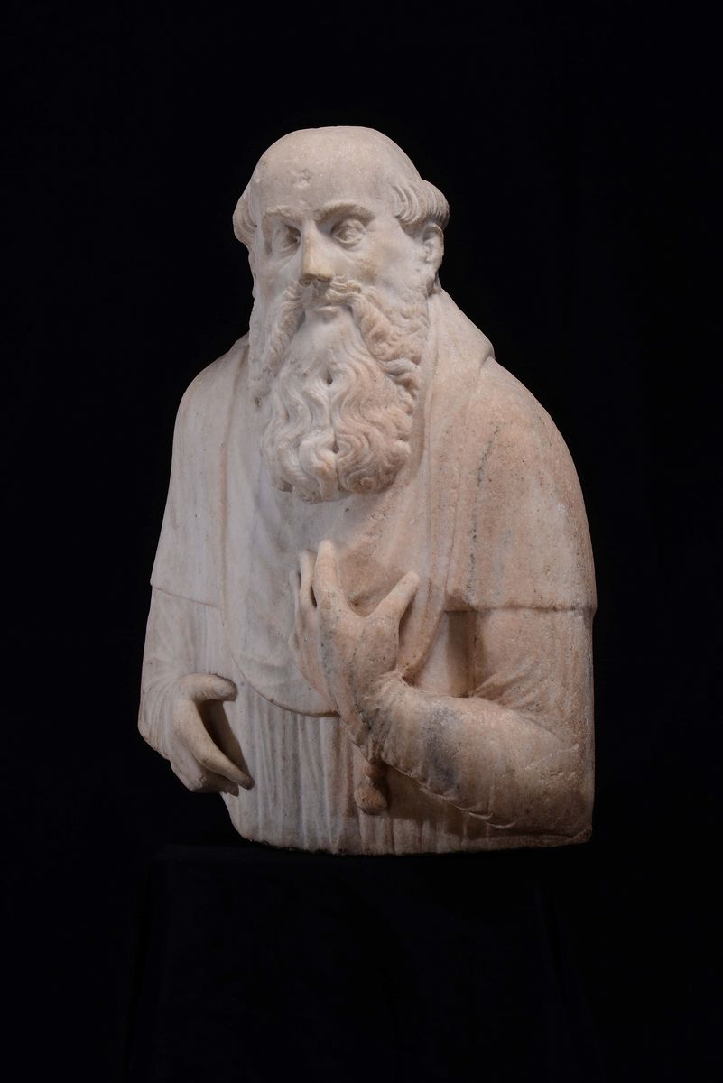 Scultura in Marmo Rappresentante Santo, Scultore Lombardo del XV Secolo