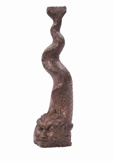 Tritone in Legno Scolpito, Arte Barocca del XVII Secolo