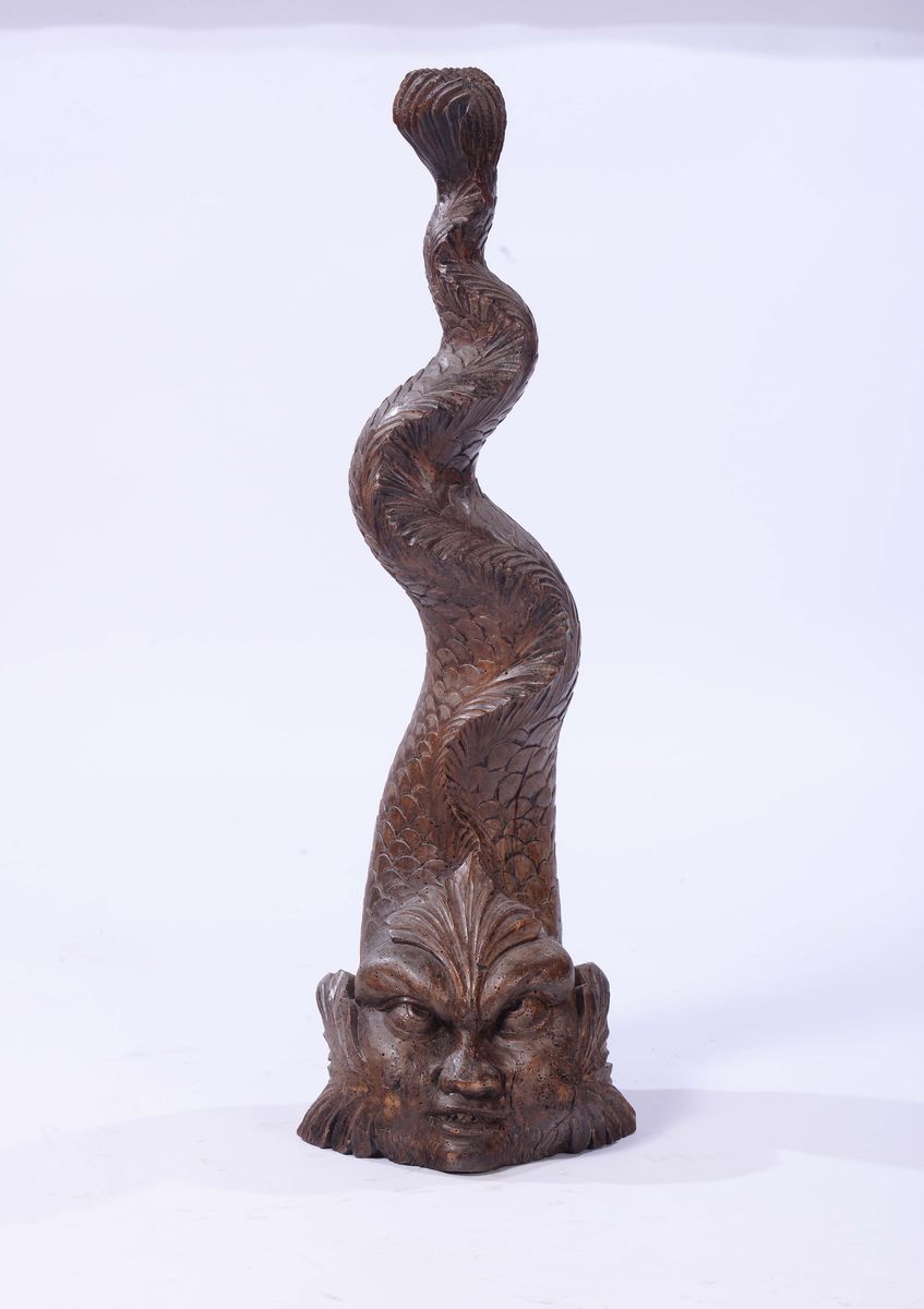 Tritone in Legno Scolpito, Arte Barocca del XVII Secolo