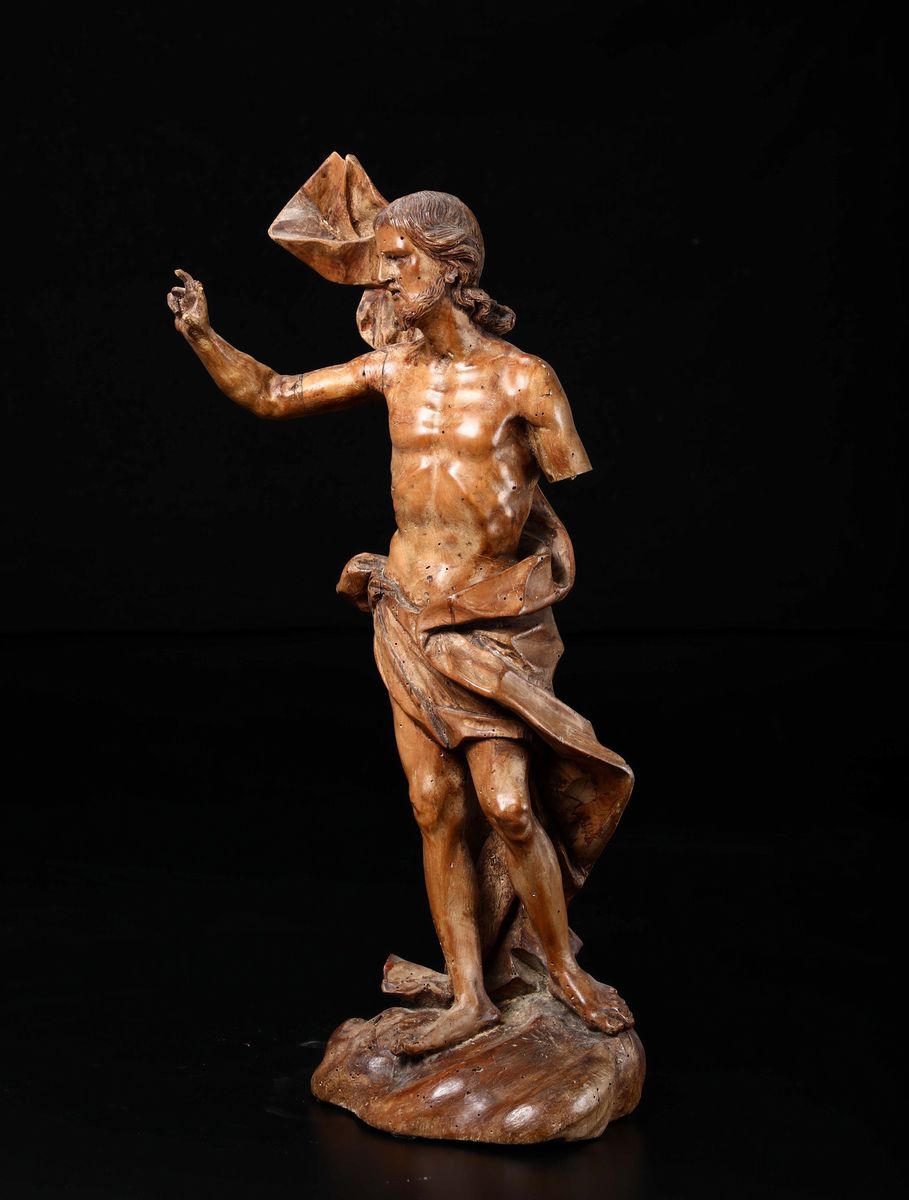 Scultura in Legno di Cirmolo Rappresentante Cristo Redentore, Bottega Veneta del XVII Secolo