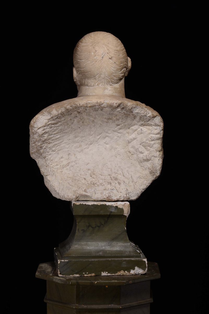 Scultura in Marmo Rappresentante L'imperatore Romano Aulo Vitellio, Arte Italiana del XVII Secolo