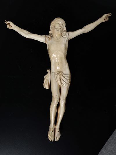 Cristo Vivo in Avorio Scolpito. Scultore Barocco Francese o Fiammingo del XVIII Secolo