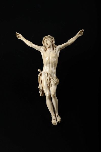 Corpus Christi in Avorio Scolpito. Artista Barocco Italiano o Francese del XVII-XVIII Secolo