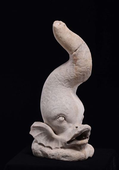 Tritone in Marmo Bianco. Arte Barocca Genovese del XVII Secolo