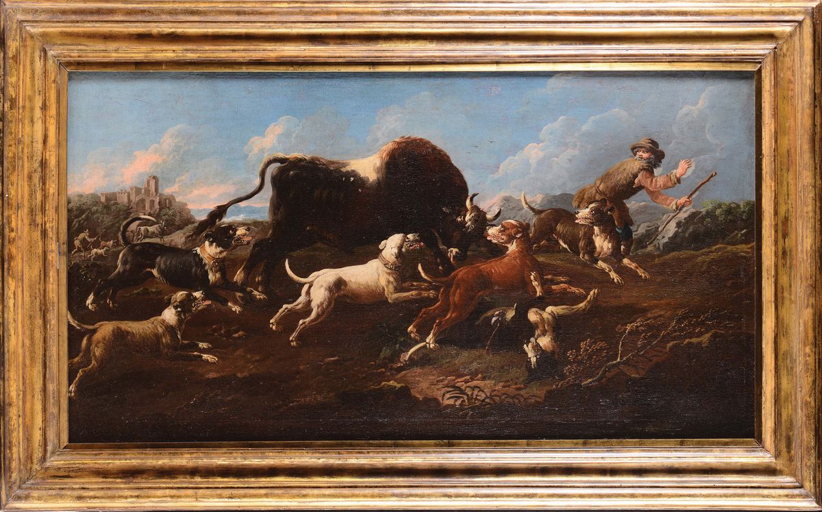 Philipp Peter Roos, Detto Rosa da Tivoli (francoforte sul Meno 1655 - Tivoli 1706)caccia al Cervo...