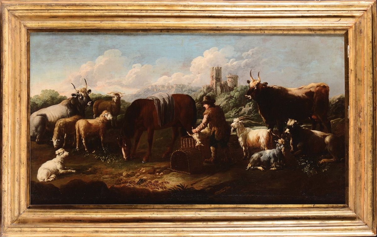 Philipp Peter Roos, Detto Rosa da Tivoli (francoforte sul Meno 1655 - Tivoli 1706)caccia al Cervo...
