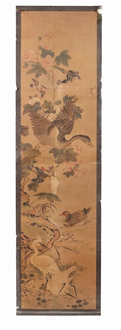Dipinto su Carta Raffiguranti Anatre, Cina, Dinastia Qing, XIX Secolo