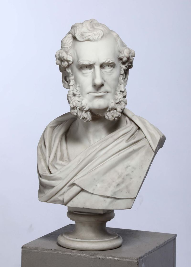 John Adams-Acton (1830-1910) Busto di gentiluomo, Roma 1864  - Asta Antiquariato - II - Cambi Casa d'Aste