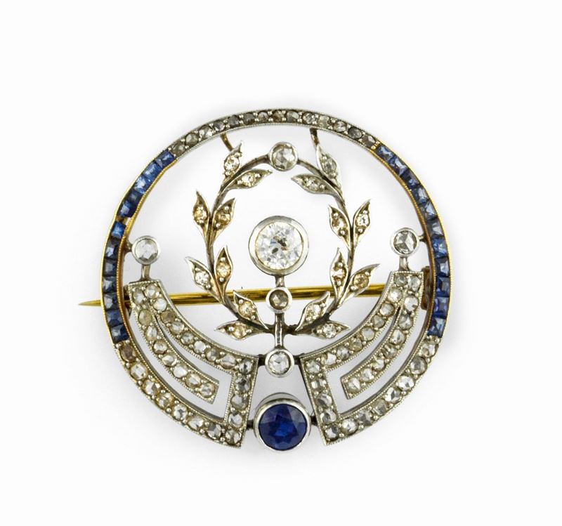 Spilla con diamanti e zaffiri  - Auction Vintage, Jewels and Bijoux - Cambi Casa d'Aste