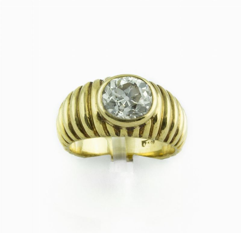 Anello con diamante taglio ovale, vecchio di ct 1,50 circa  - Auction Vintage, Jewels and Bijoux - Cambi Casa d'Aste