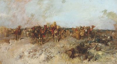 Tito Pellicciotti (1872-1943/50)carovana nel Deserto