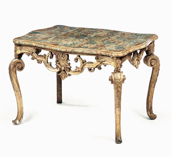 Tavolo Luigi XIV in legno laccato e dorato, XVIII secolo