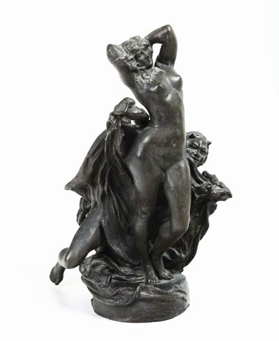 Gruppo in Bronzo Raffigurante Satiro con Ninfa, Fine XIX Secolo