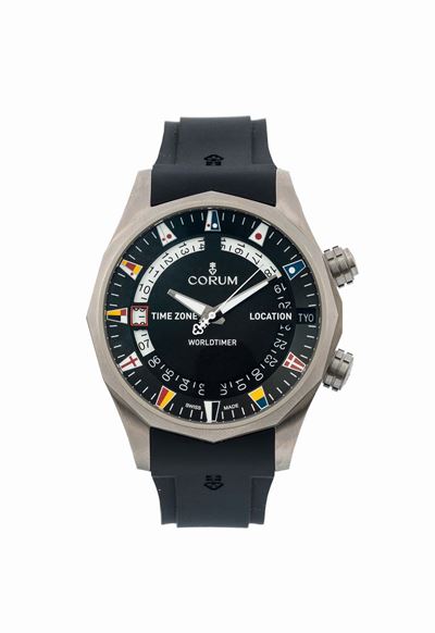 Corum, Admiral's Cup Worldtimer, Cassa No. 2337640, Ref. 637.101.04, Orologio da Polso, in Titani...