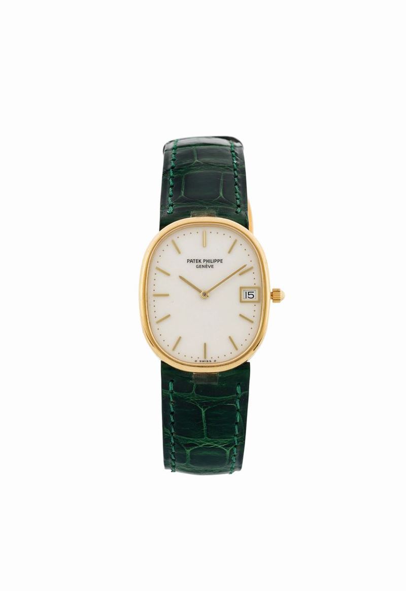 PATEK PHILIPPE, GOLDEN ELLIPSE,  movement No. 1581379, Ref. 3788.  Fine, oval, 18K yellow gold quartz wristwatch with date an 18K yellow gold Patek Philippe buckle.  - Auction Watches and Pocket Watches - Cambi Casa d'Aste