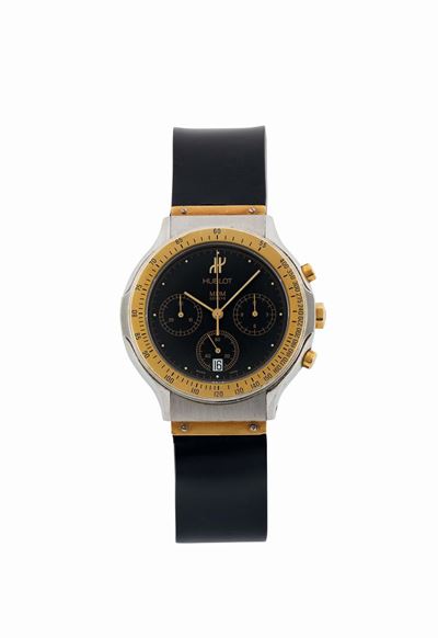 Hublot, Mdm Geneve, Orologio da Polso, Cronografo, in Acciaio e Oro, al Quarzo con Chiusura Deplo...