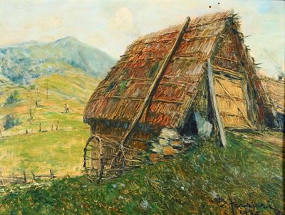 Berto Ferrari (1887 - 1965)cascina sul Valico di Crocetta D'orero, 1936