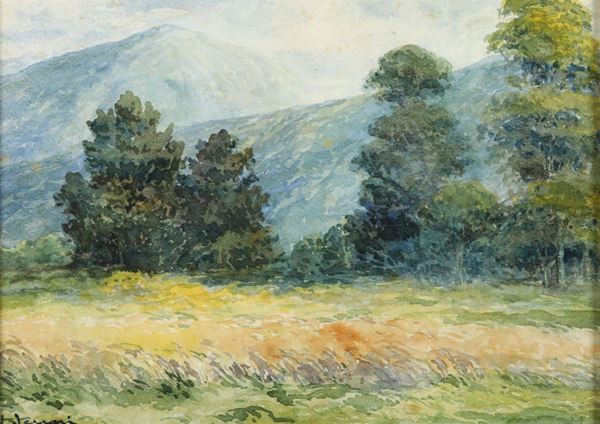 Berto Ferrari (1887 - 1965) Paesaggio boschivo