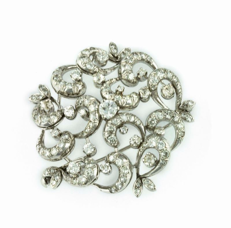 Spilla con diamanti, anni '50  - Auction Vintage, Jewels and Bijoux - Cambi Casa d'Aste