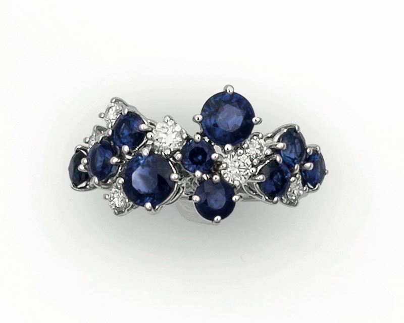 Brarda. Anello Neve con diamanti e zaffiri  - Auction Vintage, Jewels and Bijoux - Cambi Casa d'Aste