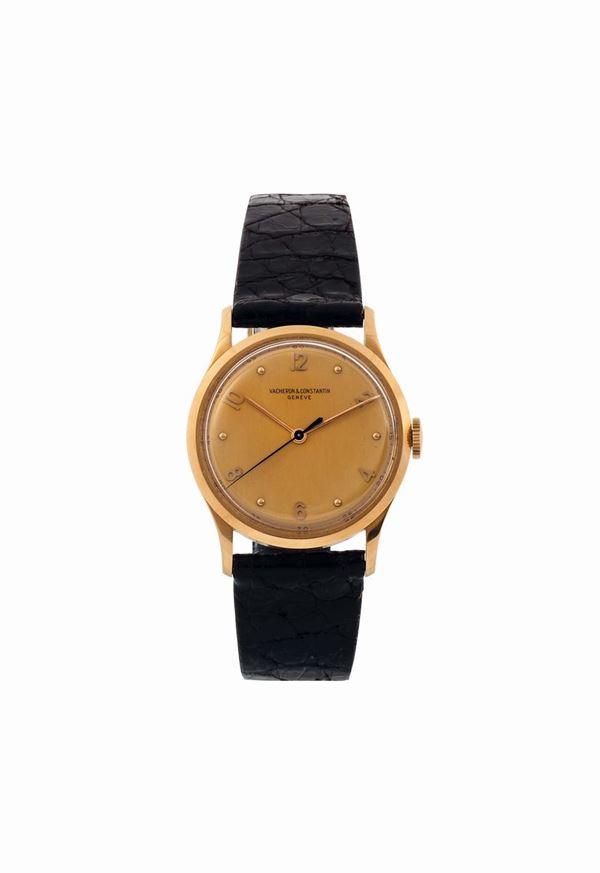 VACHERON&CONSTANTIN, Geneve, fine, center seconds, 18K pink gold wristwatch. Made circa 1960