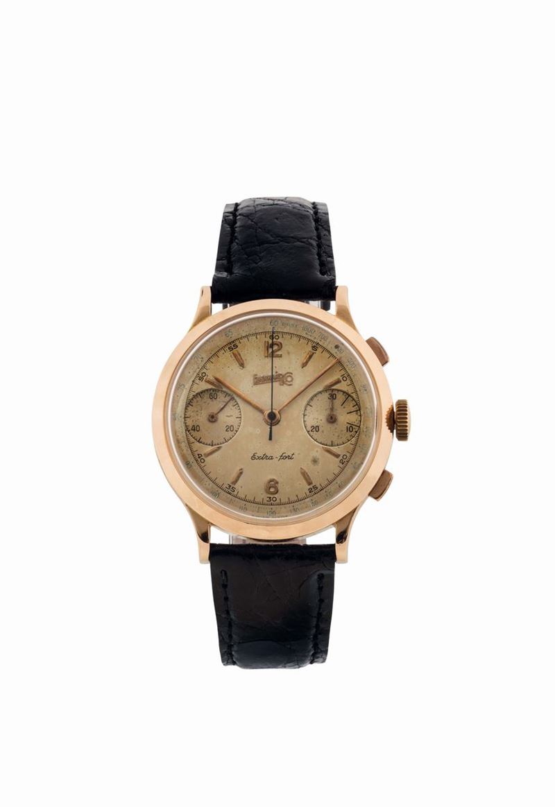 EBERHARD, Extra-Fort, raro orologio da polso, in oro rosa 18K con cronografo. Realizzato circa nel 1960 circa  - Asta Orologi da Polso e da Tasca - Cambi Casa d'Aste