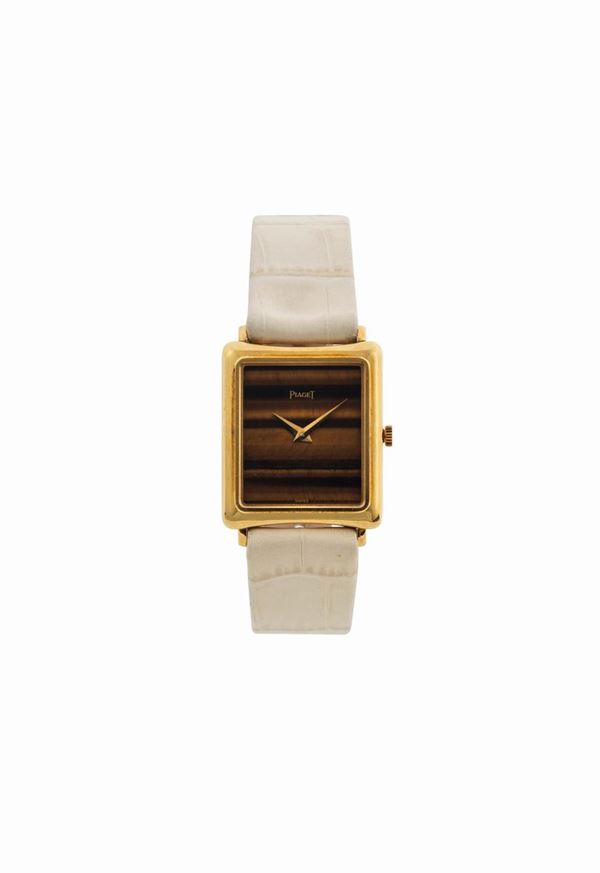 PIAGET, TIGER EYE DIAL, REF. 9254, 18K yellow gold lady's wristwatch with an original gold buckle. Made circa 1970