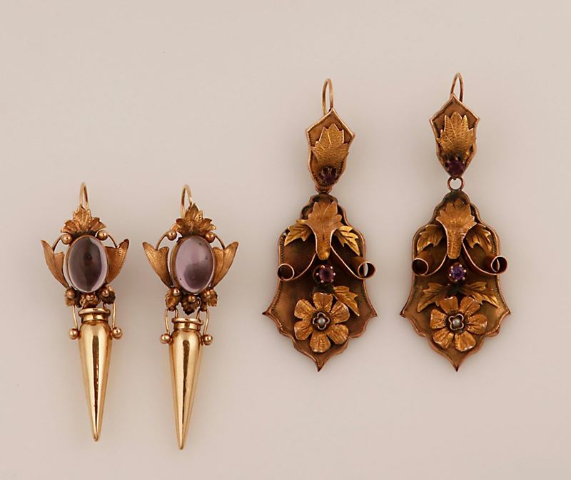Lotto composto da due paia di orecchini pendenti  - Auction Vintage, Jewels and Bijoux - Cambi Casa d'Aste
