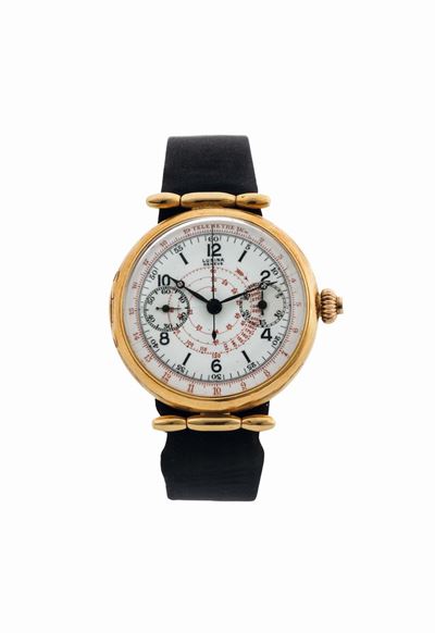 Lusina, Geneve, Single Button Chronograph, Cassa No.112459, Raro Orologio da Polso, in Oro Giallo...