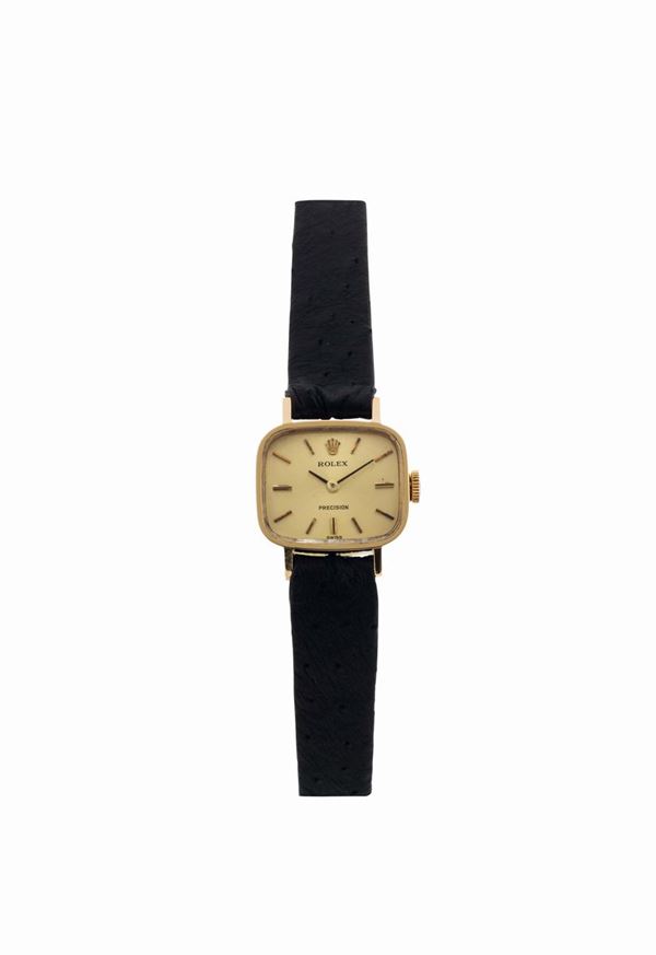ROLEX, 18K yellow gold lady's wristwatch with a gold plated Rolex buckle. Made circa 1970