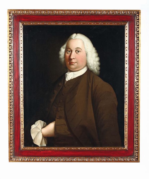 Scuola del XVIII secolo Gentiluomo in parrucca bianca