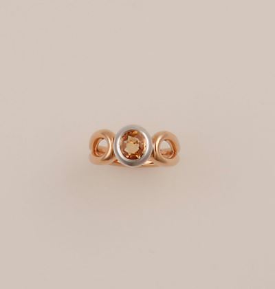 Anello con Paparatcha di Ct 1,25